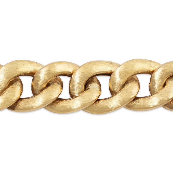 Vintage 14k Yellow Gold Fabulous Brushed Curb Chain Chunky Bracelet 7
