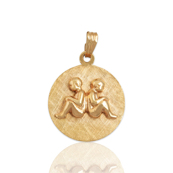 Vintage 14k Yellow Gold Gemini Twins Zodiac Charm / Pendant