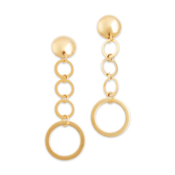 Vintage Italian 14k Yellow Gold Dangling Graduating Circles Earrings