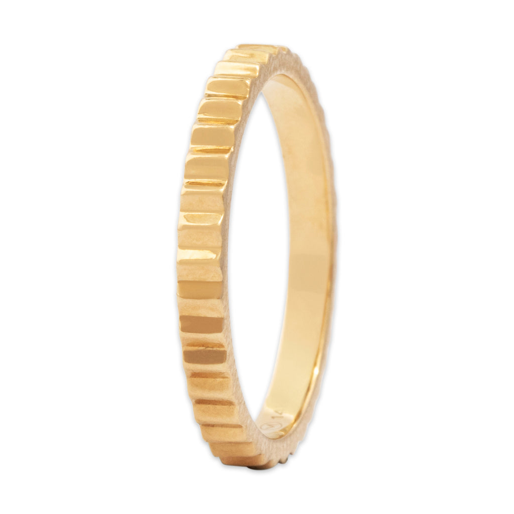 Estate 14k Yellow Gold Simple Ribbed Band Ring 5.00