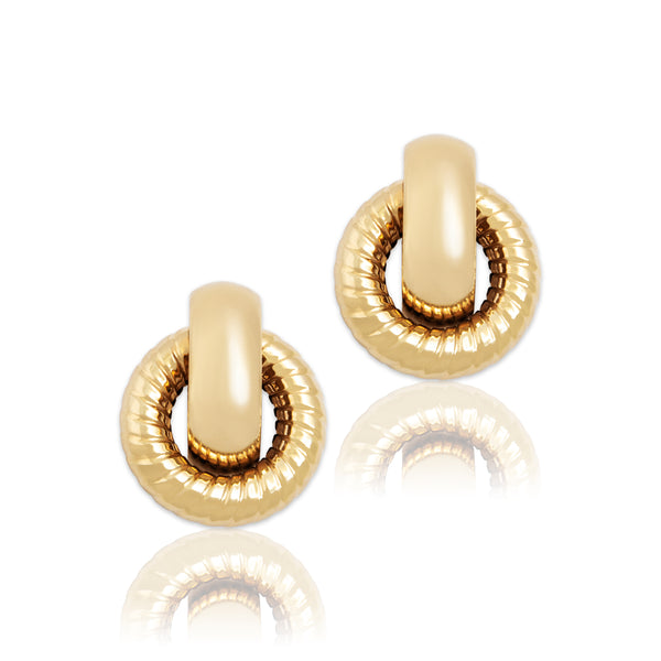 Vintage Italian Large 14k Yellow Gold Fabulous Link Omega Back Earrings