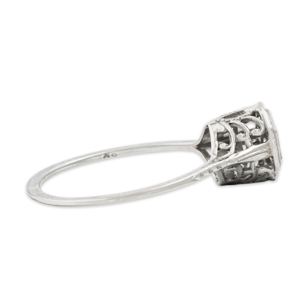 Antique Art Deco 18k White Gold Diamond Dainty Solitaire Ring 5.00