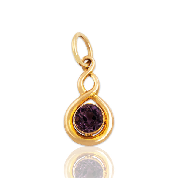 Antique 14k Yellow Gold Purple Glass Delicate Twist Charm / Pendant