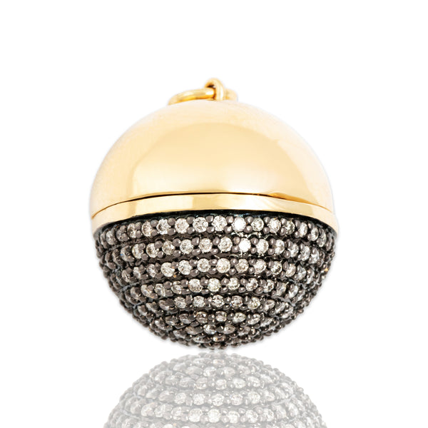 Estate 14k Yellow Gold 1.25cttw Diamond Brilliant Orb Hinged Box Pendant