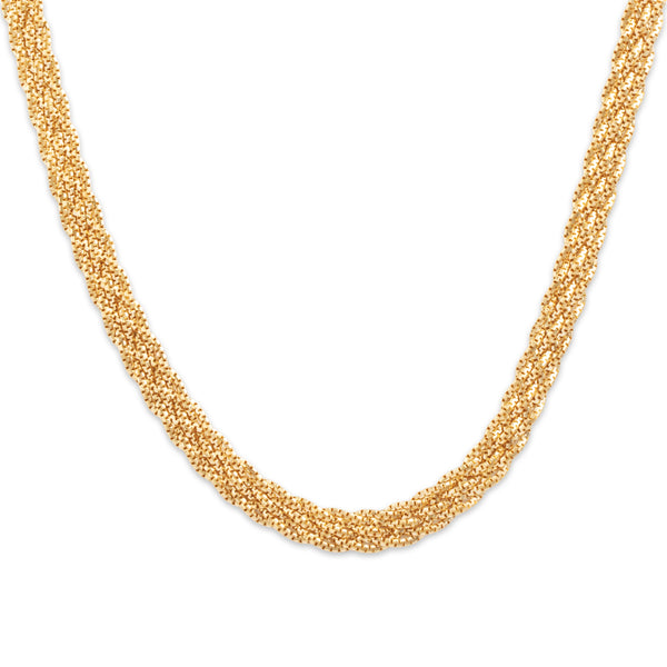 Vintage 14k Yellow Gold Elegant Woven Box Chain Necklace 18.25
