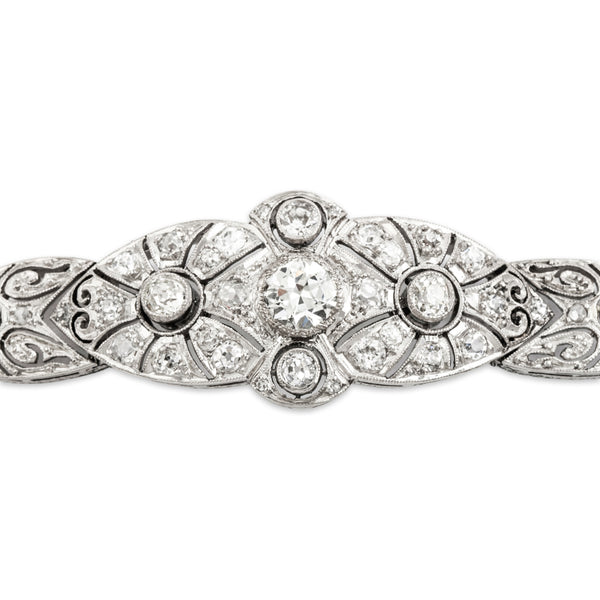 Antique Art Deco Platinum 3.04cttw Old Mine & Rose Cut Diamond Bracelet 6.75