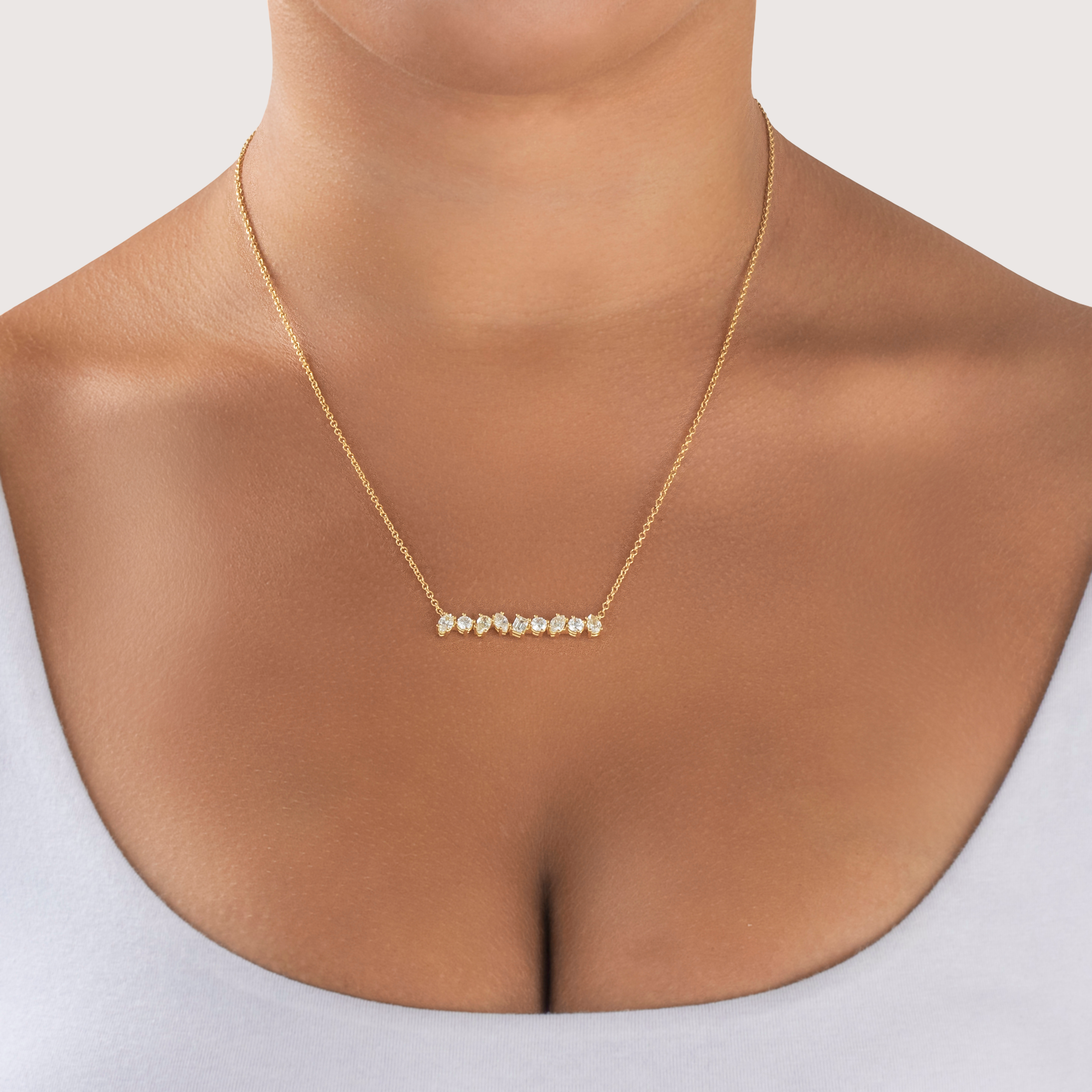 Estate Kimberly McDonald 18k Yellow Gold 1.515cttw Diamond Bar Necklace 18-19"