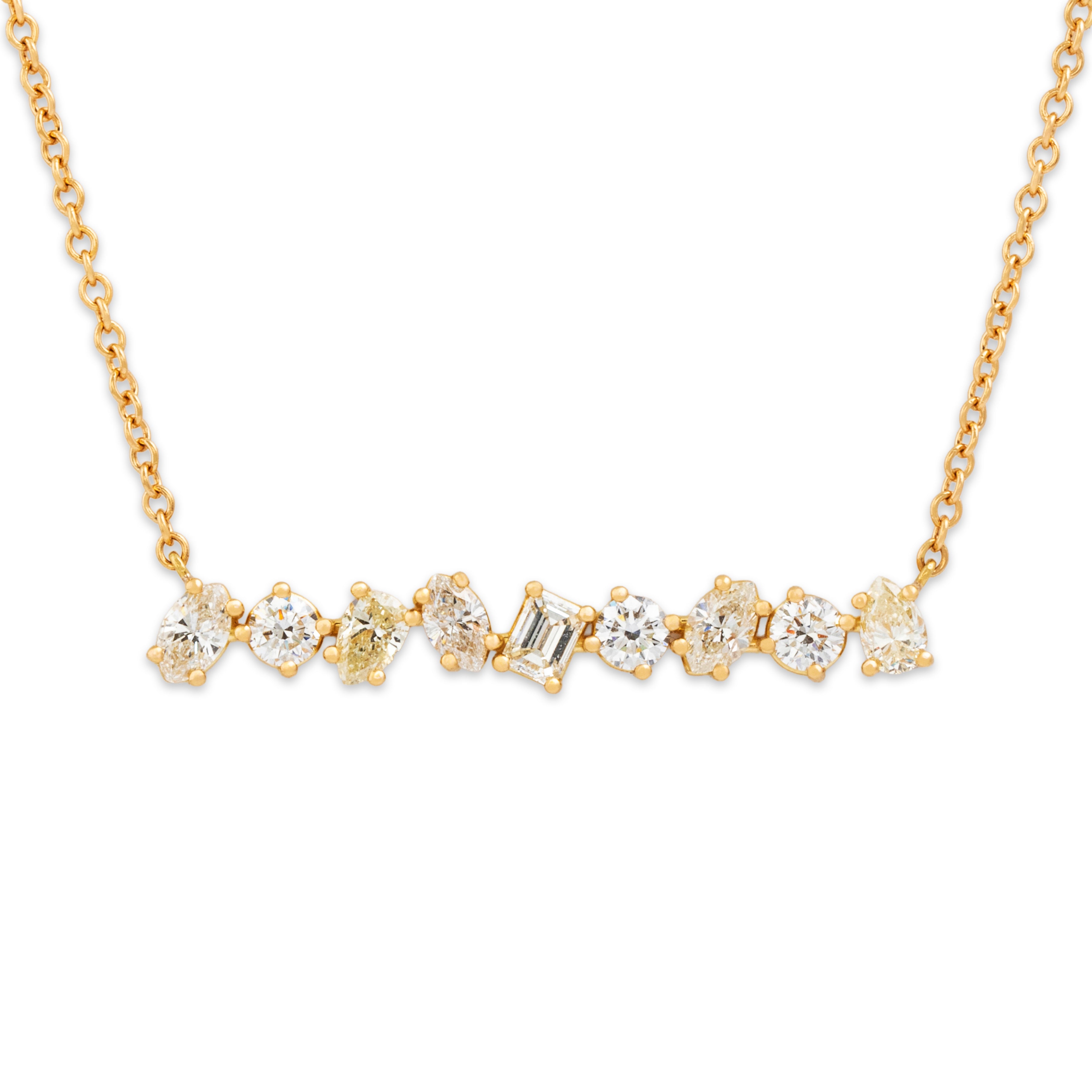 Estate Kimberly McDonald 18k Yellow Gold 1.515cttw Diamond Bar Necklace 18-19"