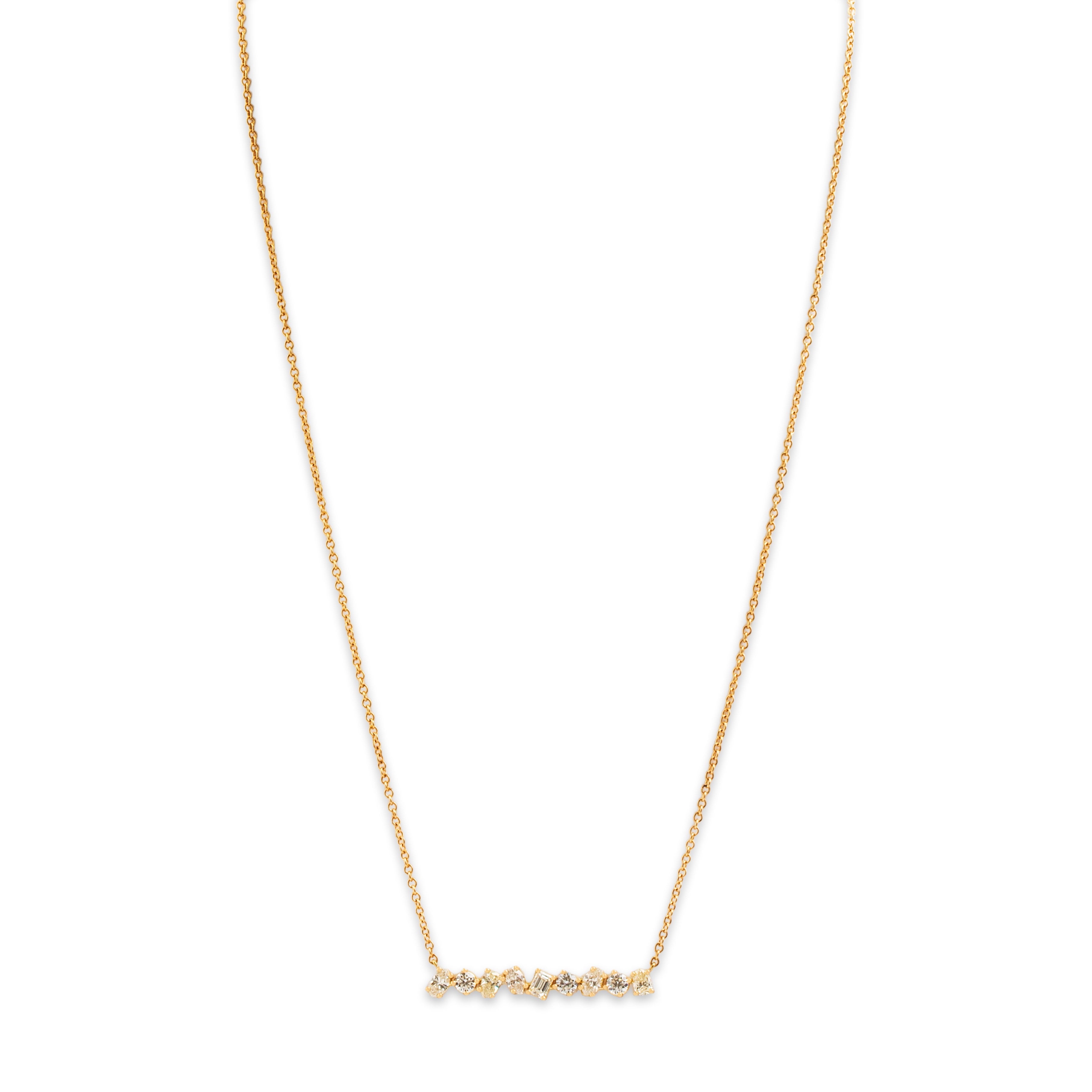 Estate Kimberly McDonald 18k Yellow Gold 1.515cttw Diamond Bar Necklace 18-19"