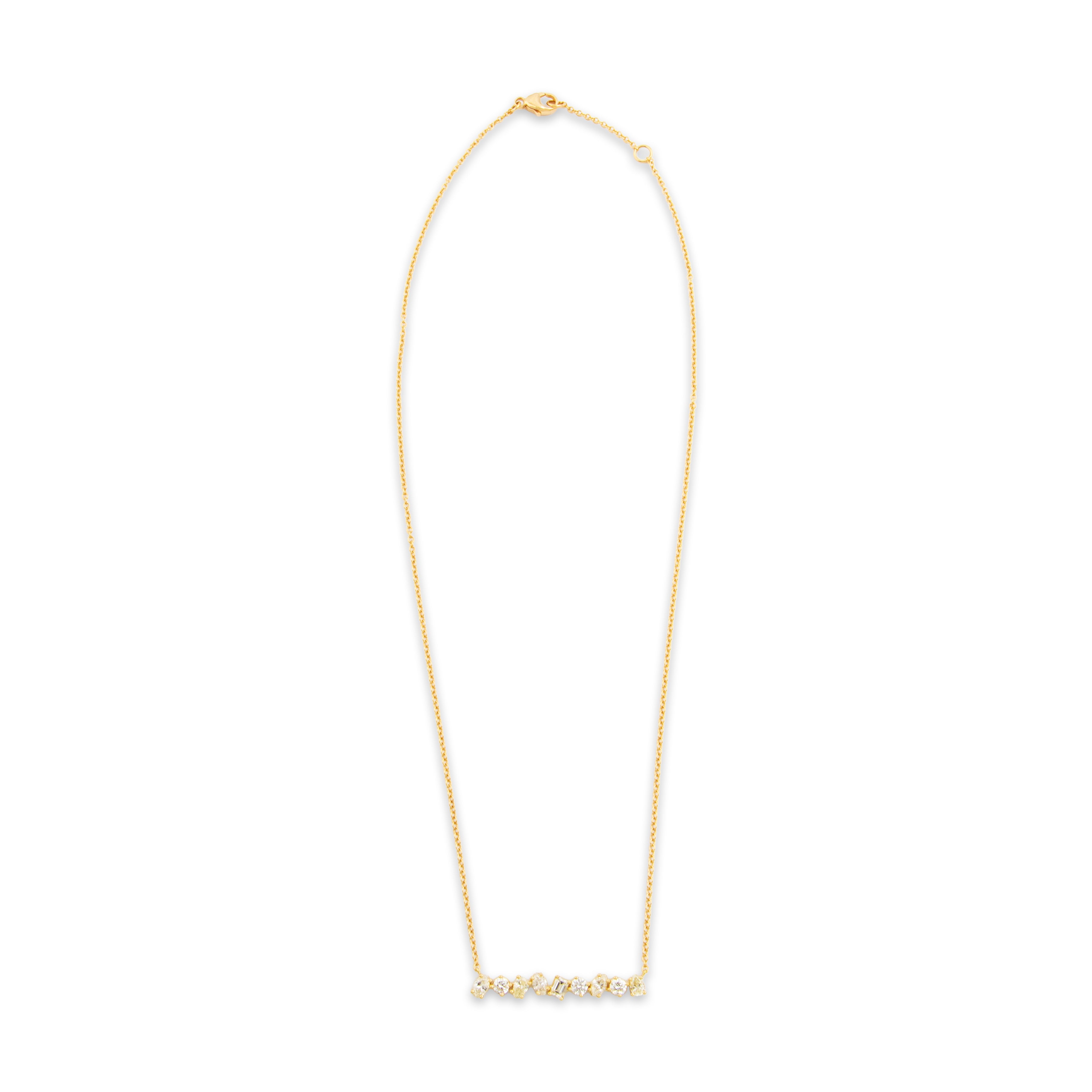 Estate Kimberly McDonald 18k Yellow Gold 1.515cttw Diamond Bar Necklace 18-19"
