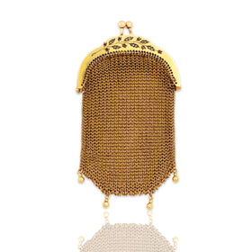 Antique French Unusual 18k Yellow Gold Diamond Ruby Wonderful Chatelaine Purse