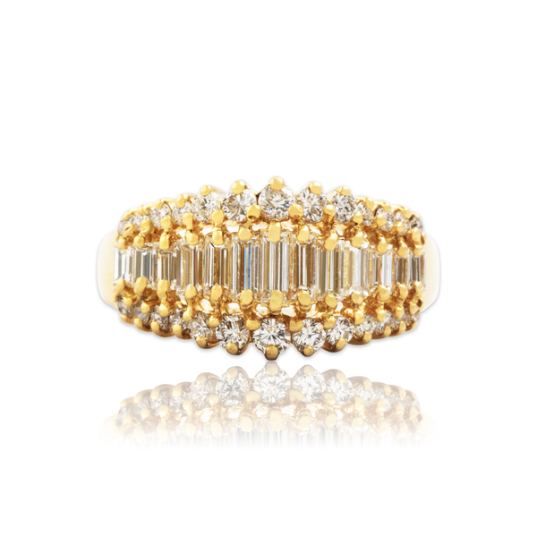 Vintage 18k Yellow Gold 1.09cttw Diamond Sophisticated Statement Band Ring 7.00