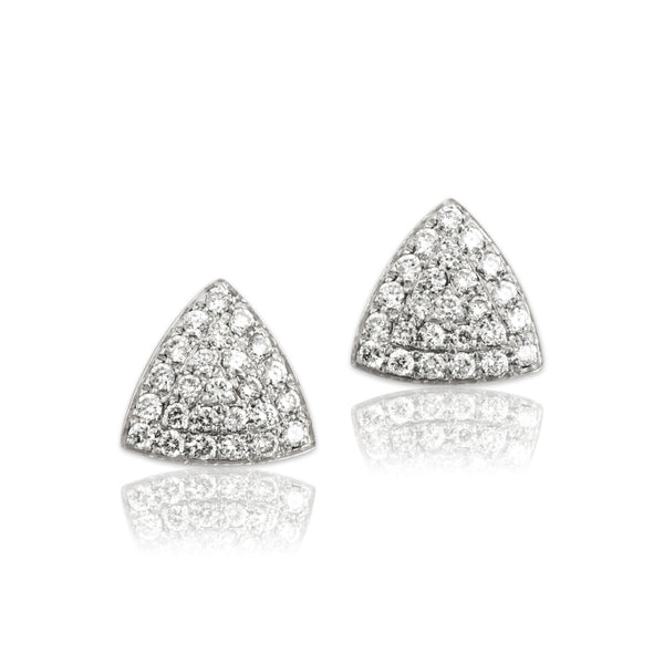 Vintage 18k White Gold .6cttw Diamond Sparkling Triangle Earrings
