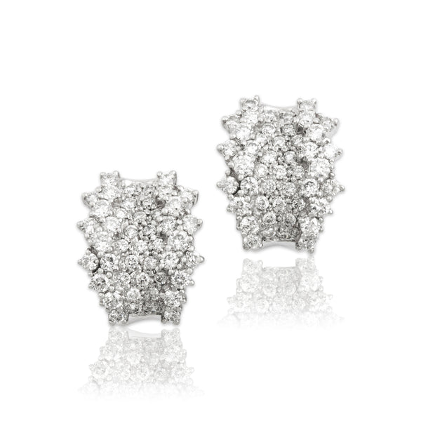 Vintage 18k White Gold 2.57cttw Diamond Brilliant Statement Earrings