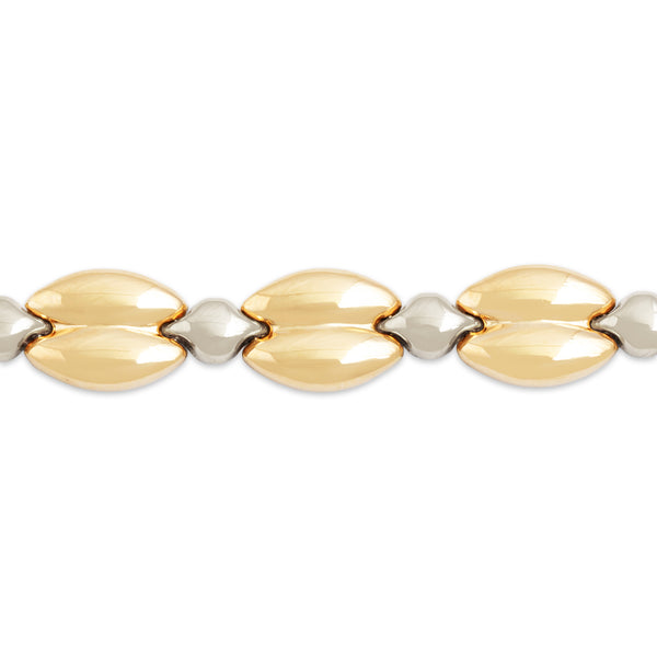 Vintage Italian 14k Yellow & White Gold Chunky Link Bracelet 6.5