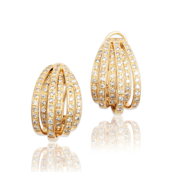 Vintage 14k Yellow Gold 1.34cttw Diamond Stunning Strands Of Light Earrings