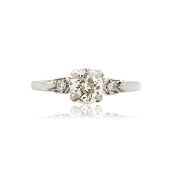 Antique Art Deco Platinum Old Mine Cut Diamond Sparkling Trio Ring 5.50