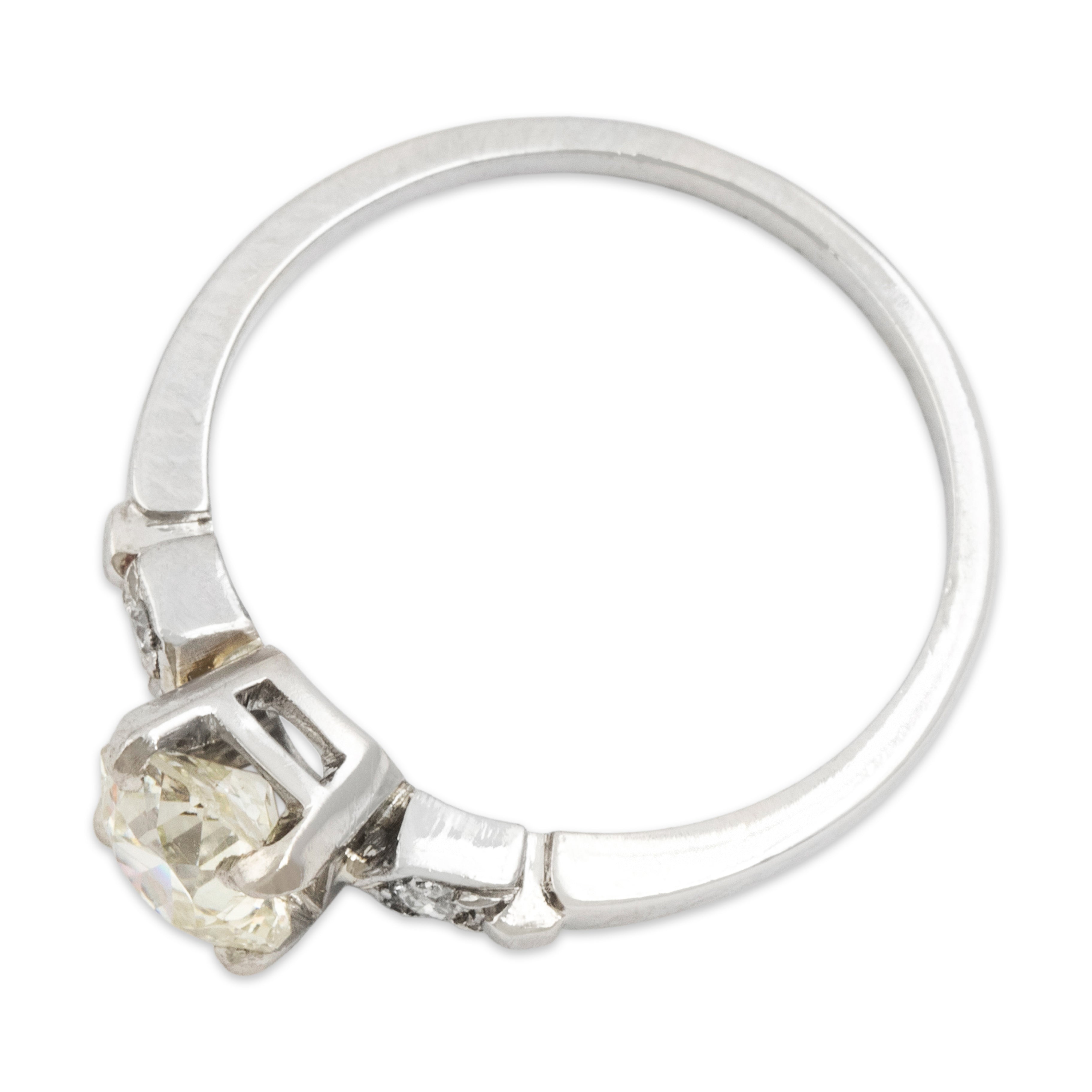 Antique Art Deco Platinum Old Mine Cut Diamond Sparkling Trio Ring 5.50