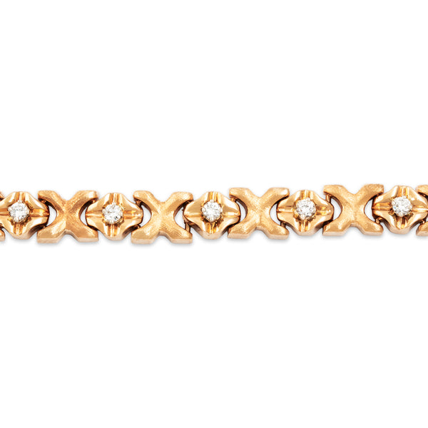 Vintage Heavy 14k Yellow Gold .897cttw Diamond Stunning Link Bracelet 7.25