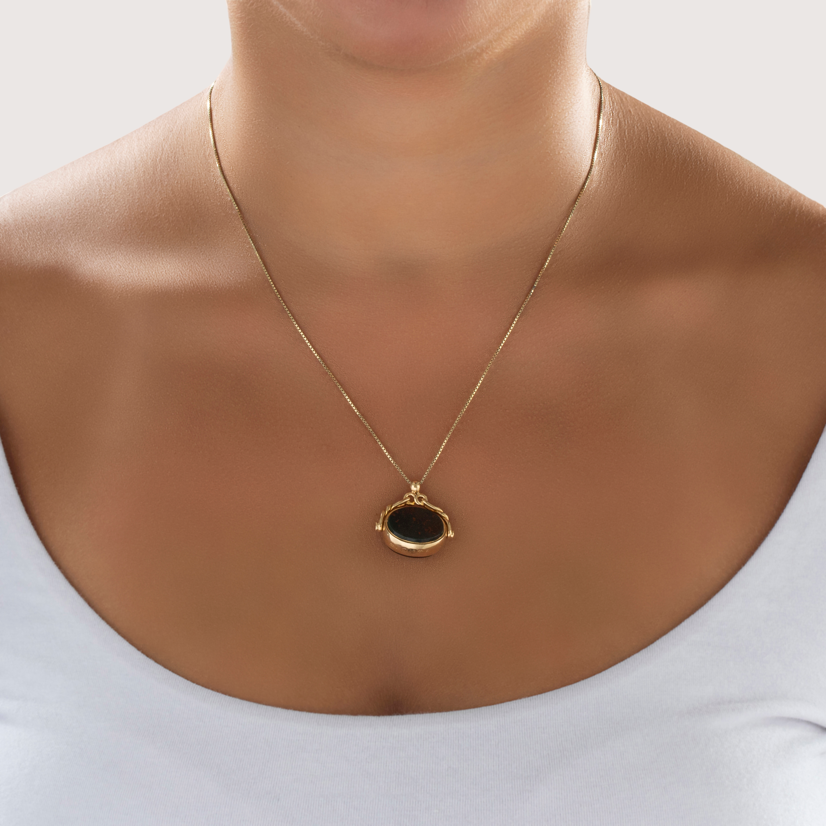 Antique Large English 18k Yellow Gold Bloodstone Carnelian Spinning Fob Pendant