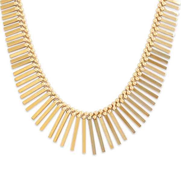 Vintage Italian 14k Yellow Gold Graceful Fringed Cleopatra Necklace 18.25