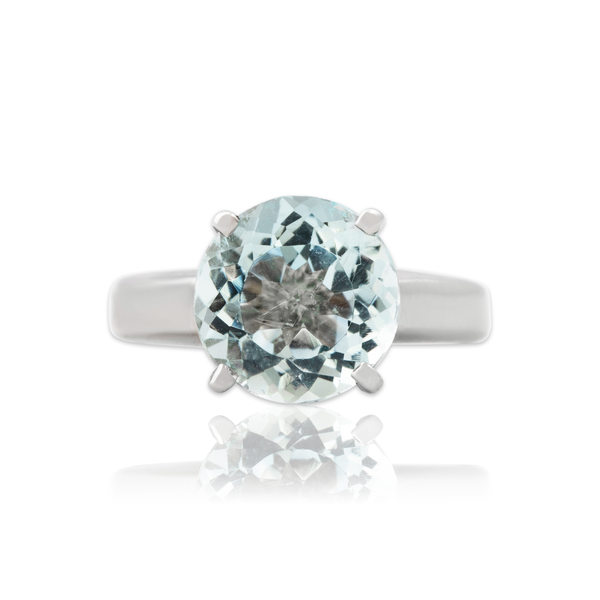 Vintage 18k White Gold 3.3ct Aquamarine Dramatic Solitaire Ring 7.00