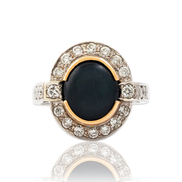 Vintage 14k White & Yellow Gold 4ct Star Sapphire .668cttw Diamond Chic Ring