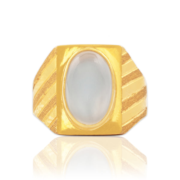 Vintage Stunning 22k Yellow Gold 2.3ct Moonstone Striped Signet Ring 5.25