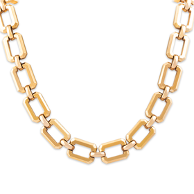 Vintage 14k Yellow Gold Incredible Rectangular Link Collar Necklace 14.75"