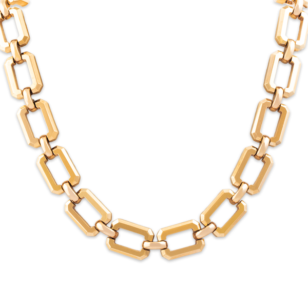 Vintage 14k Yellow Gold Incredible Rectangular Link Collar Necklace 14.75