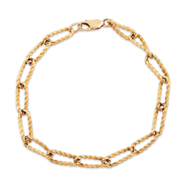 Vintage 14k Yellow Gold Twisted Cable Chain Link Bracelet 7.5