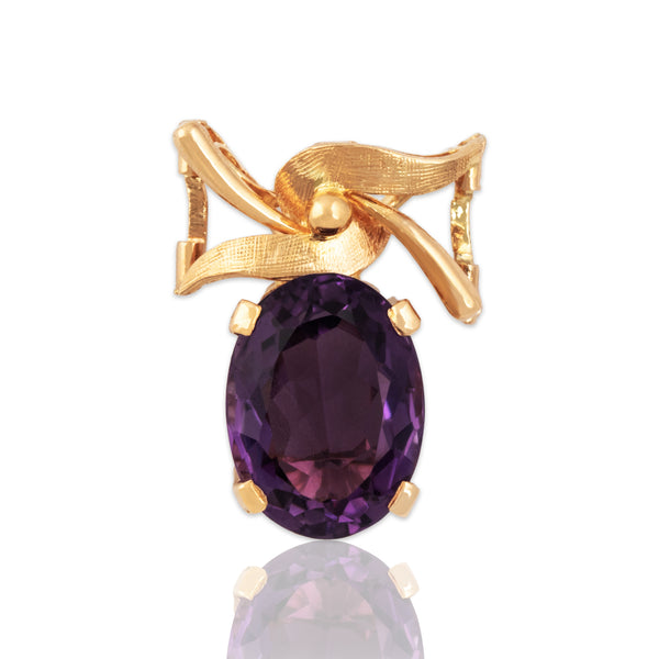 Vintage 14k Yellow Gold 4.27ct Amethyst Pretty Pendant