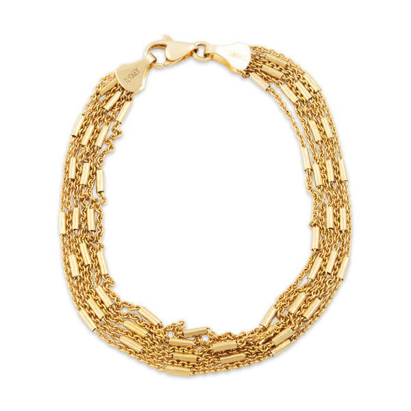 Vintage 14k Yellow Gold Draping Layered Chain Bracelet 7