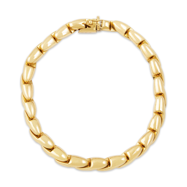 Vintage Italian 14k Yellow Gold Dimensional Diagonal Link Bracelet 7