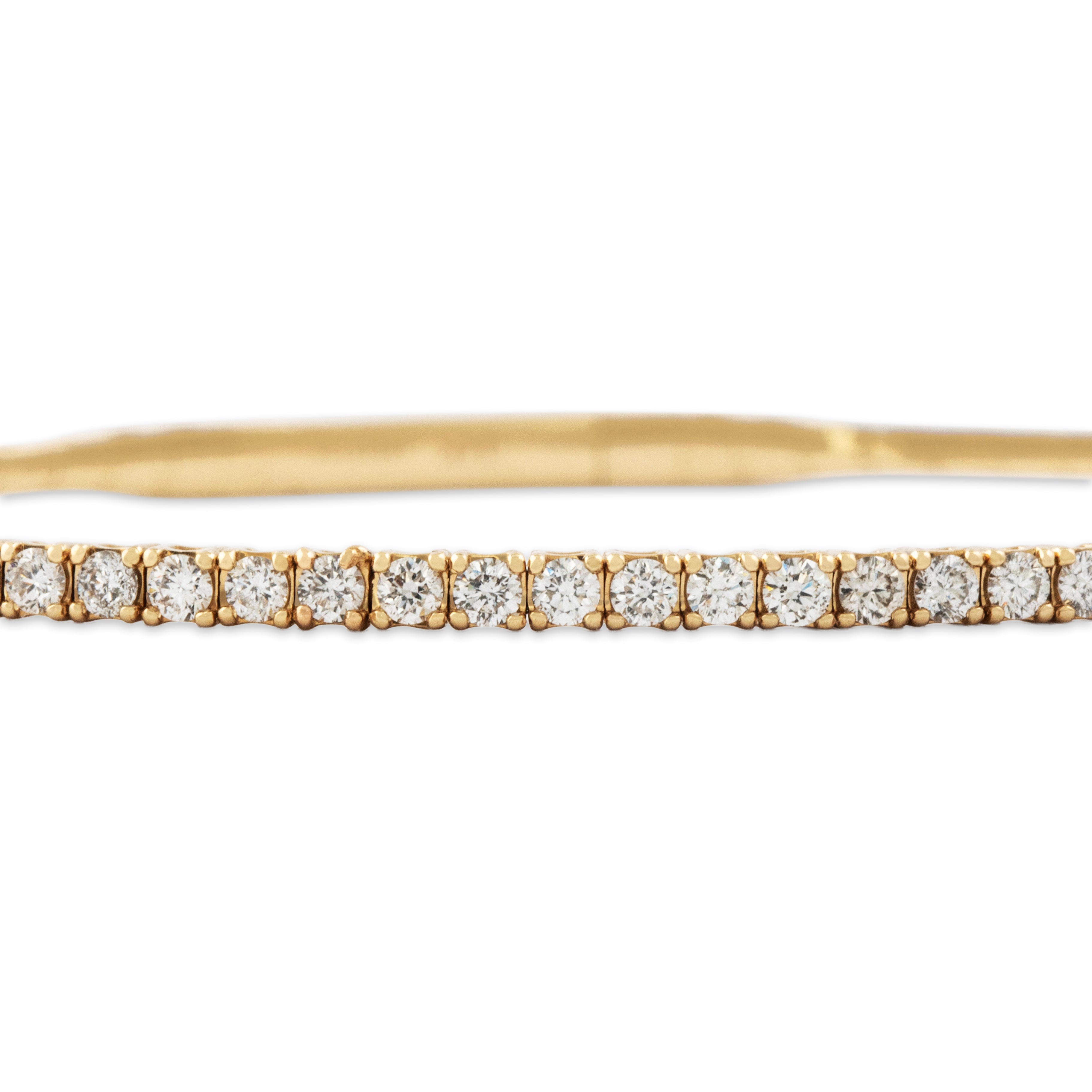 Estate 14k Yellow Gold 1cttw Diamond Dainty Bendy Bangle Bracelet 7"