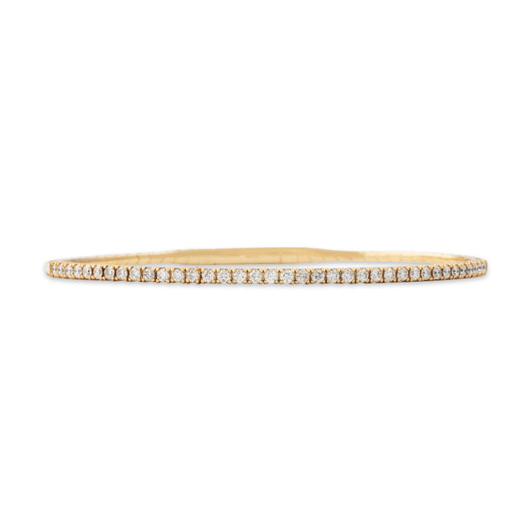 Estate 14k Yellow Gold 1cttw Diamond Dainty Bendy Bangle Bracelet 7