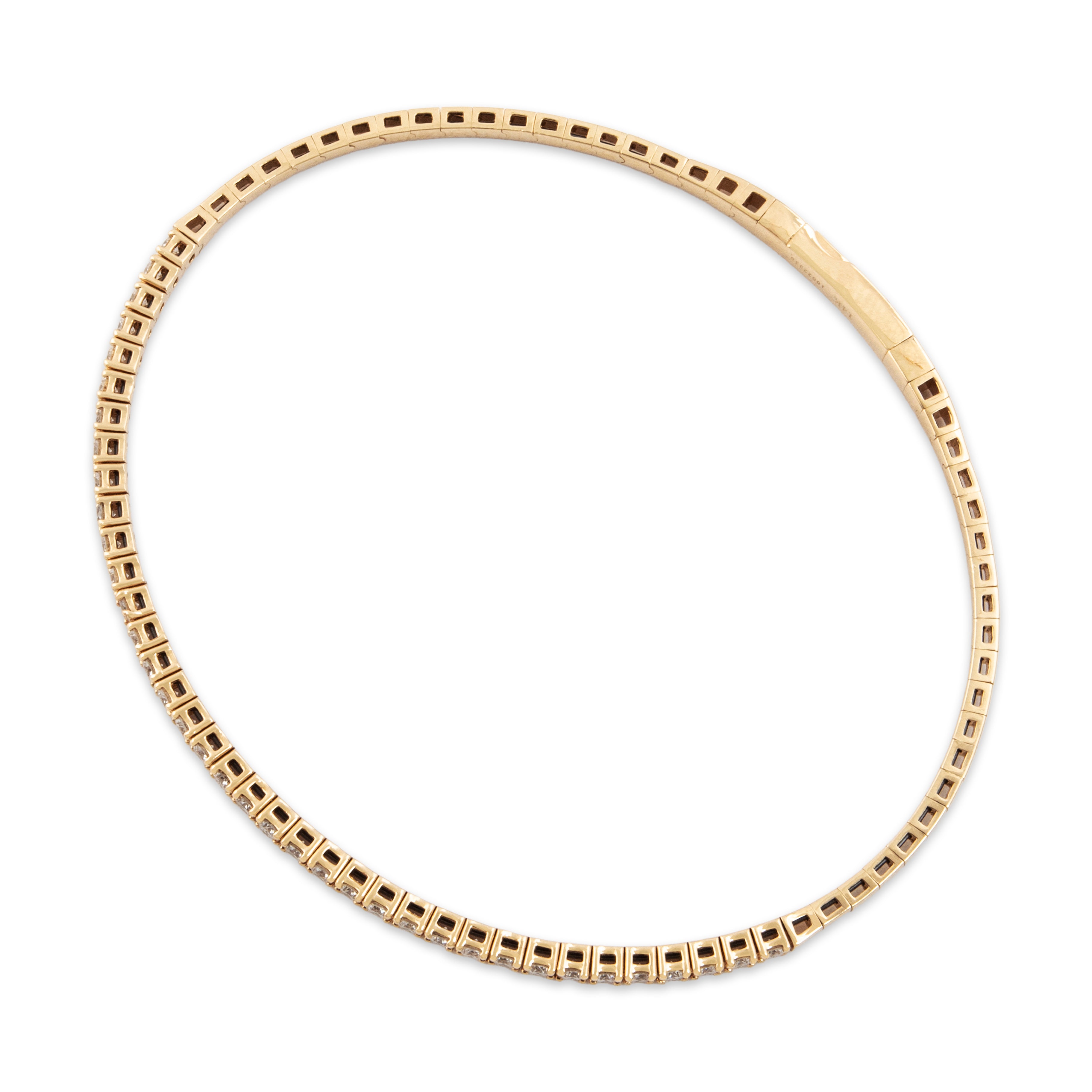 Estate 14k Yellow Gold 1cttw Diamond Dainty Bendy Bangle Bracelet 7"