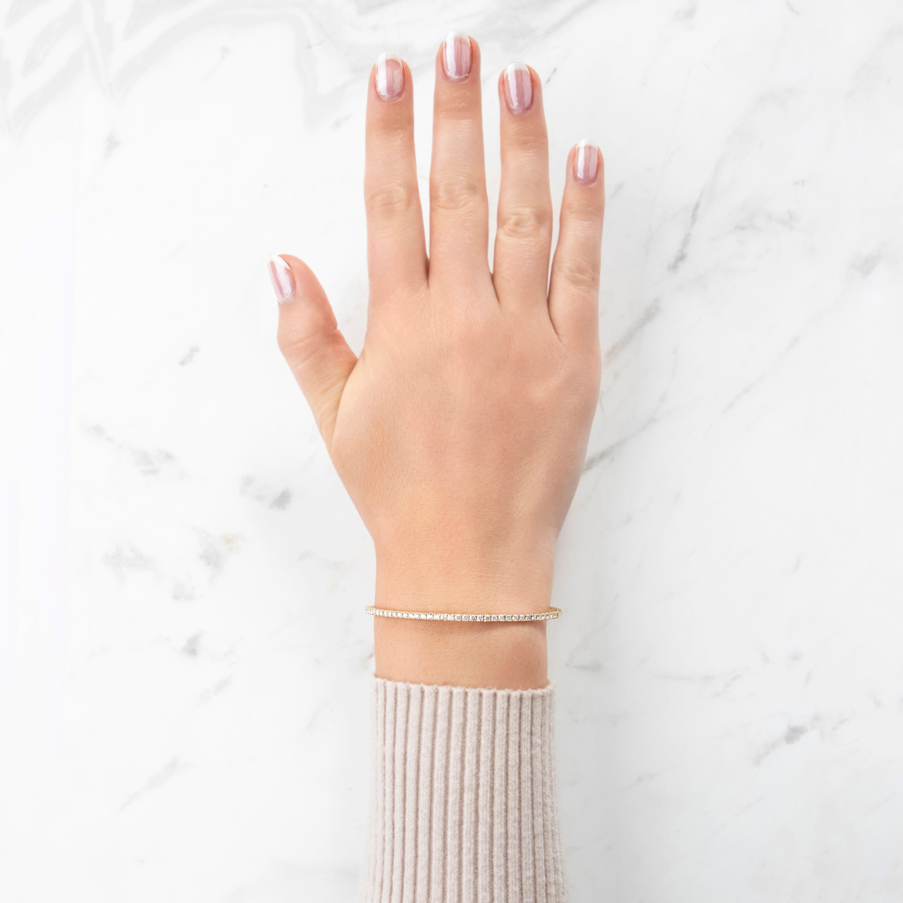 Estate 14k Yellow Gold 1cttw Diamond Dainty Bendy Bangle Bracelet 7"