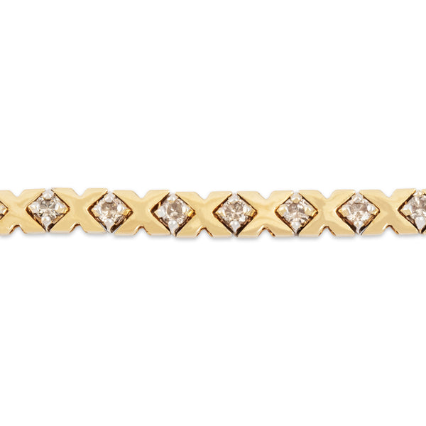 Vintage 14k Yellow Gold 1.88cttw Diamond Lovely Geometric Line Bracelet 6.75