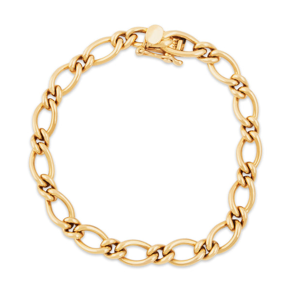 Vintage Heavy 14k Yellow Gold Wonderful Alternating Link Bracelet 7