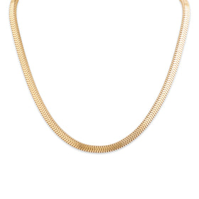 Vintage Heavy 14k Yellow Gold Wide Snake Chain Necklace 15.75"