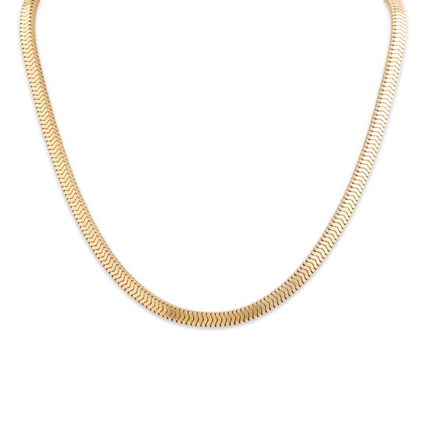 Vintage Heavy 14k Yellow Gold Wide Snake Chain Necklace 15.75