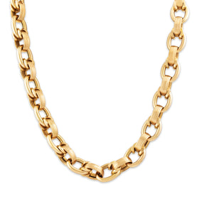 Vintage Italian Substantial 14k Yellow Gold Fantastic Dual Link Necklace 17"