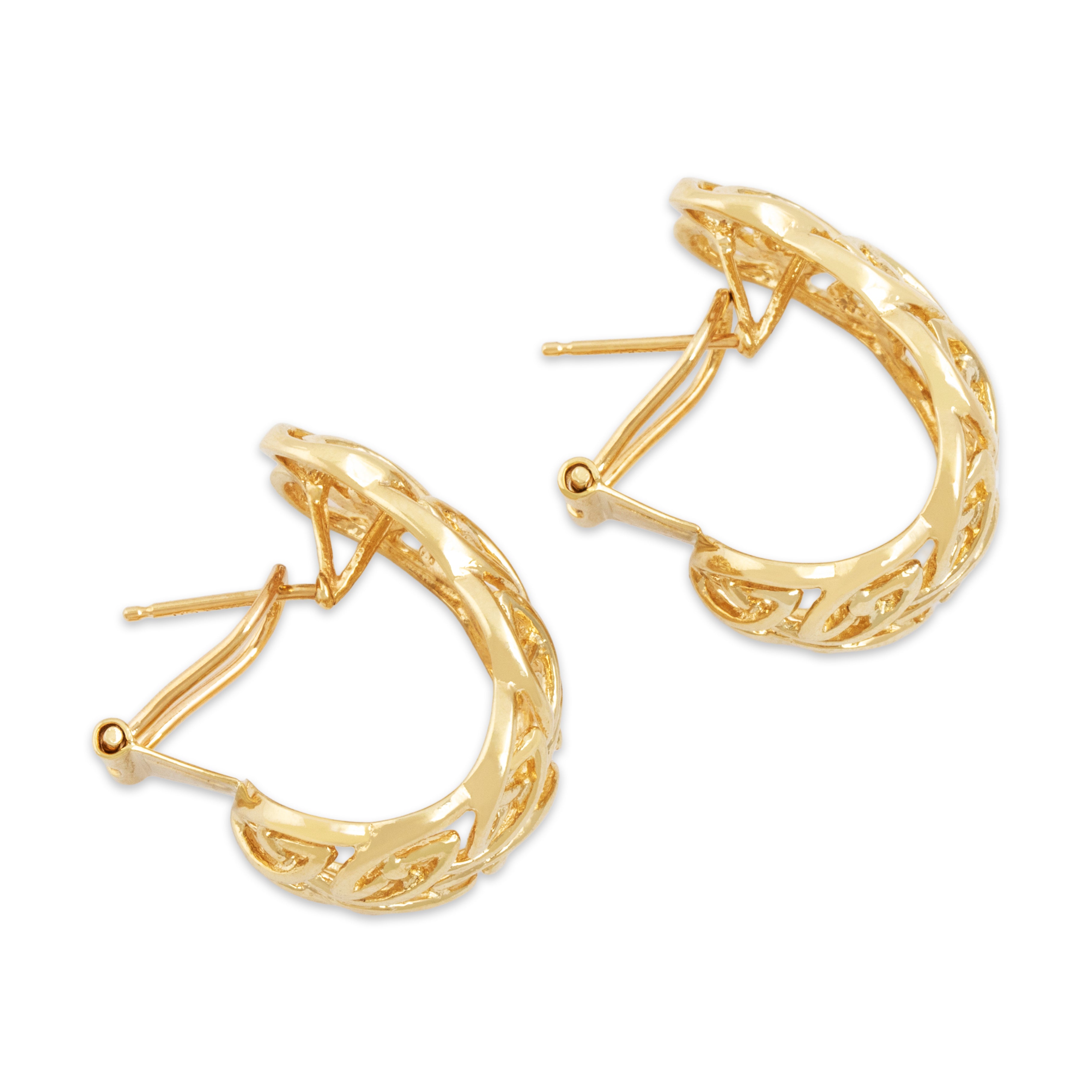 Estate 14k Yellow Gold Intricate Celtic Knot Omega Back Earrings