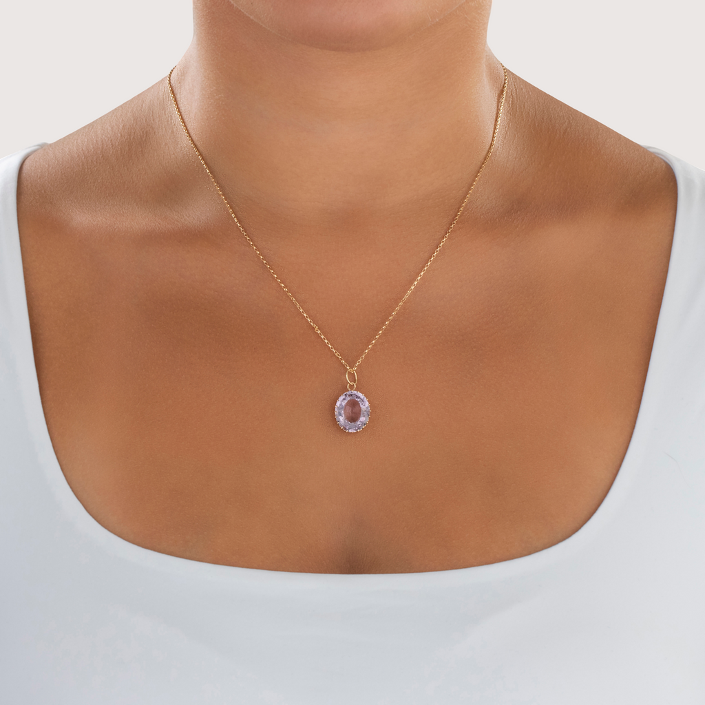 Antique 14k Yellow Gold 6.5ct Amethyst Incredible Large Oval Charm / Pendant