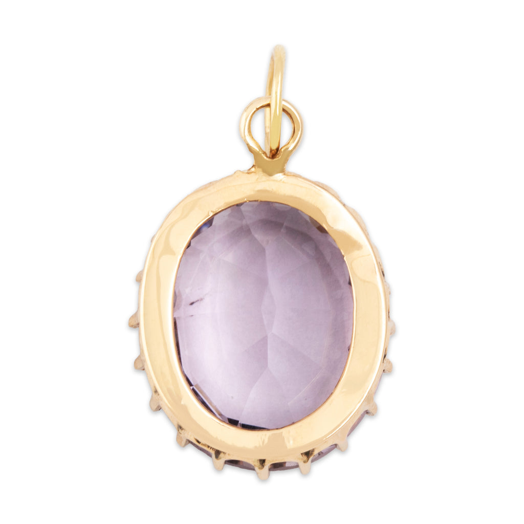 Antique 14k Yellow Gold 6.5ct Amethyst Incredible Large Oval Charm / Pendant