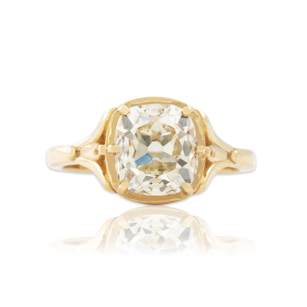 Abbott & Oaks 14k Yellow Gold 2.77ct Old Mine Cut Diamond GIA Solitaire Ring