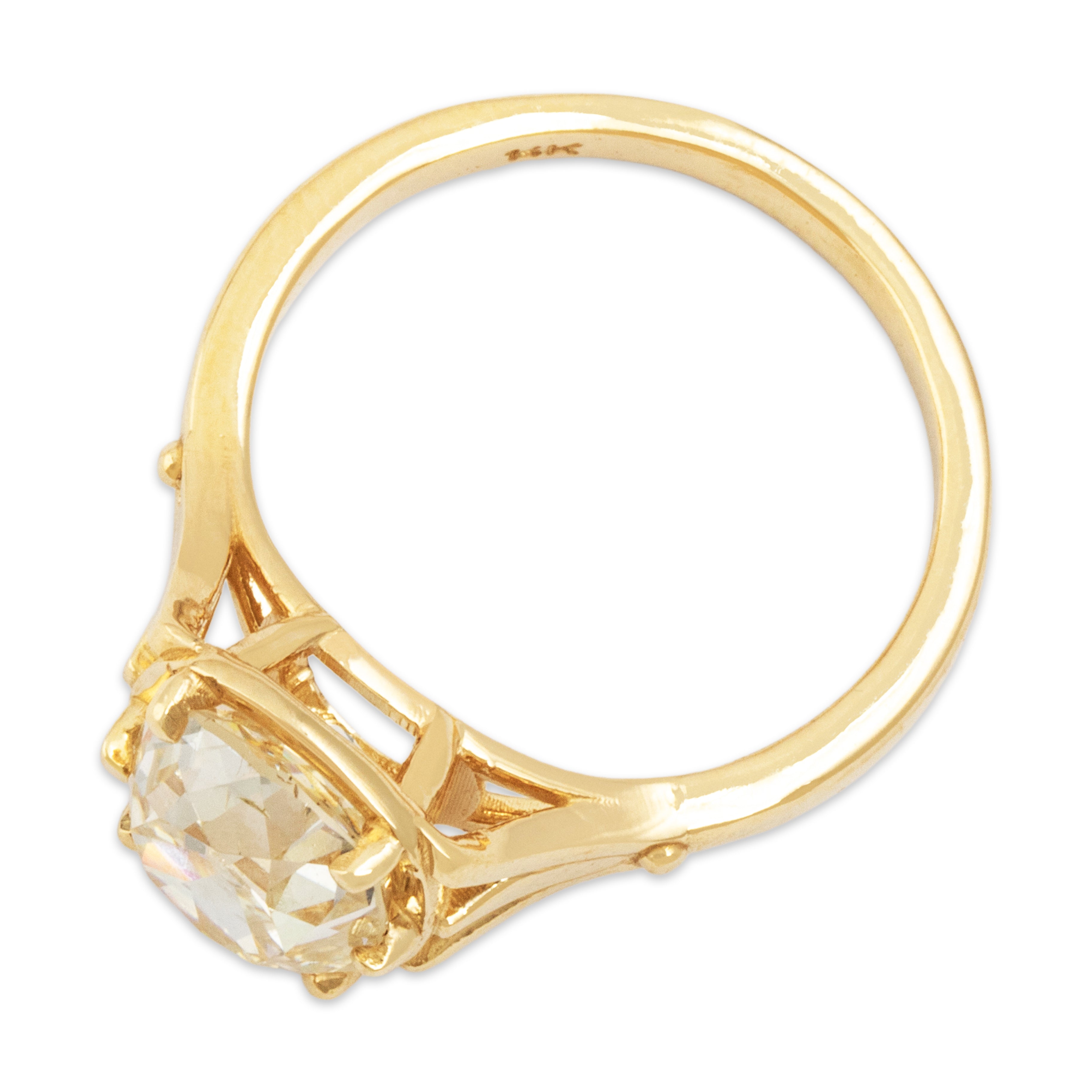 Abbott & Oaks 14k Yellow Gold 2.77ct Old Mine Cut Diamond GIA Solitaire Ring