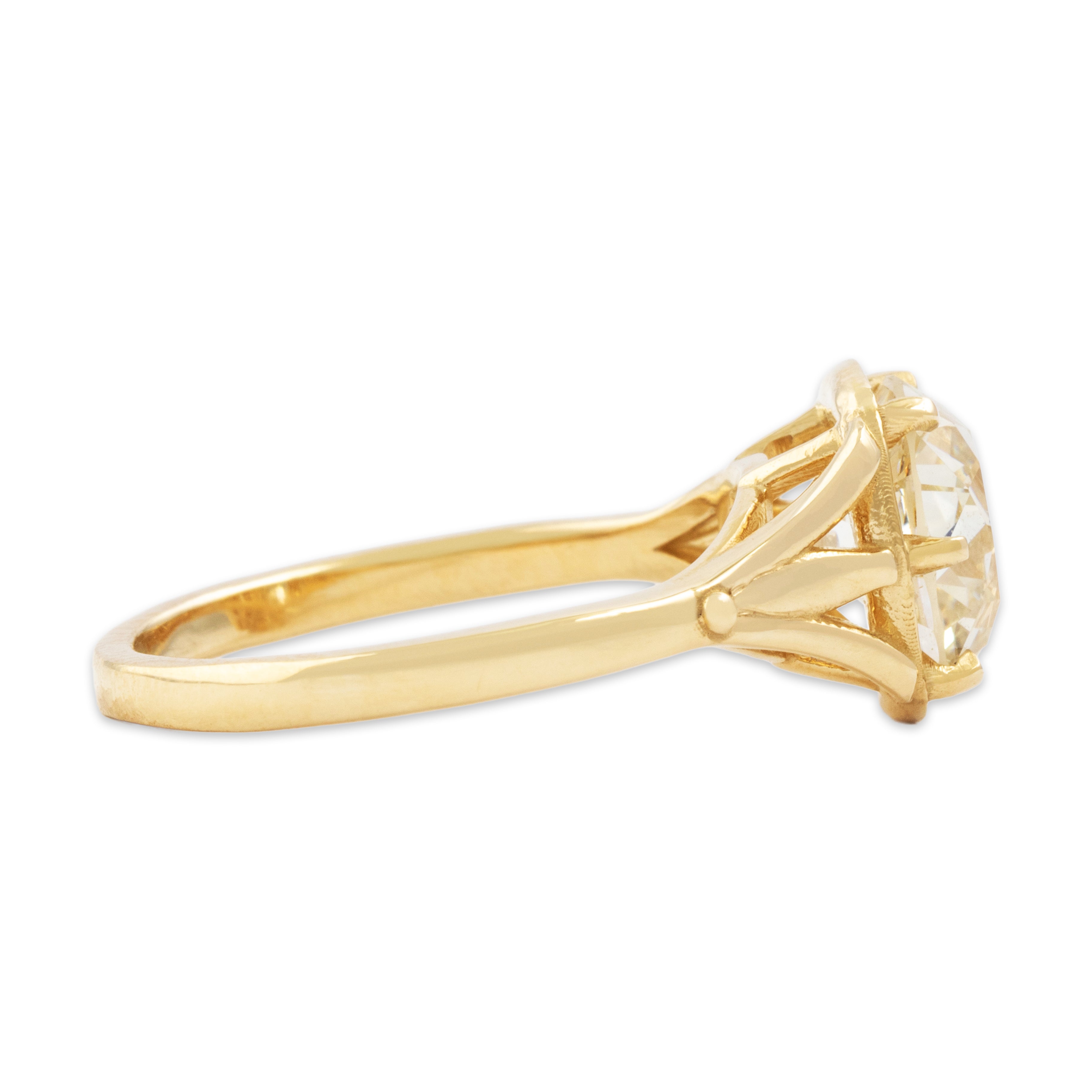 Abbott & Oaks 14k Yellow Gold 2.77ct Old Mine Cut Diamond GIA Solitaire Ring