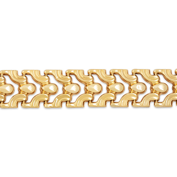 Vintage Italian 14k Yellow Gold Fantastic Textured Buckle Link Bracelet 7.75